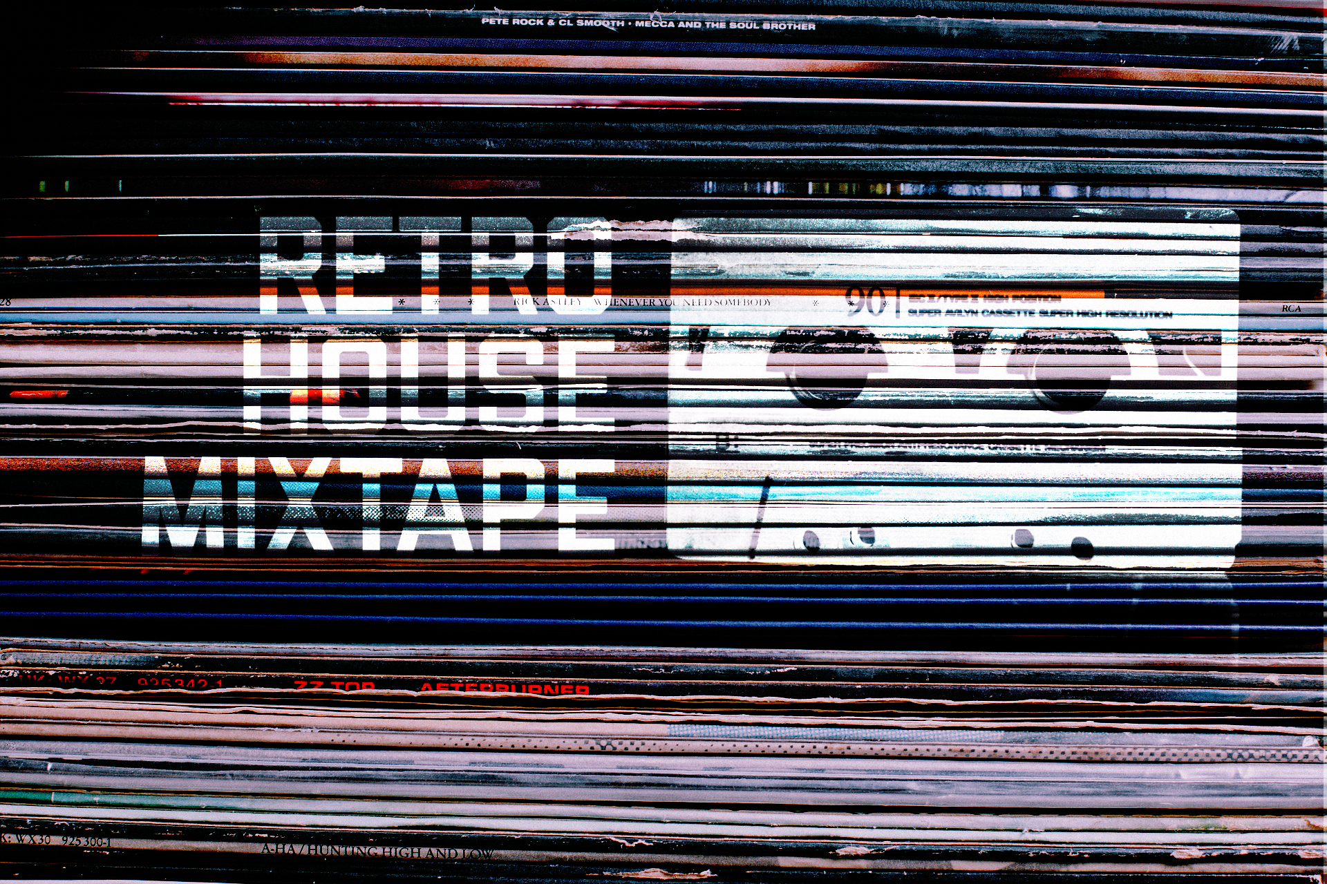 Retro House Mixtape Logo on Vinyl Records