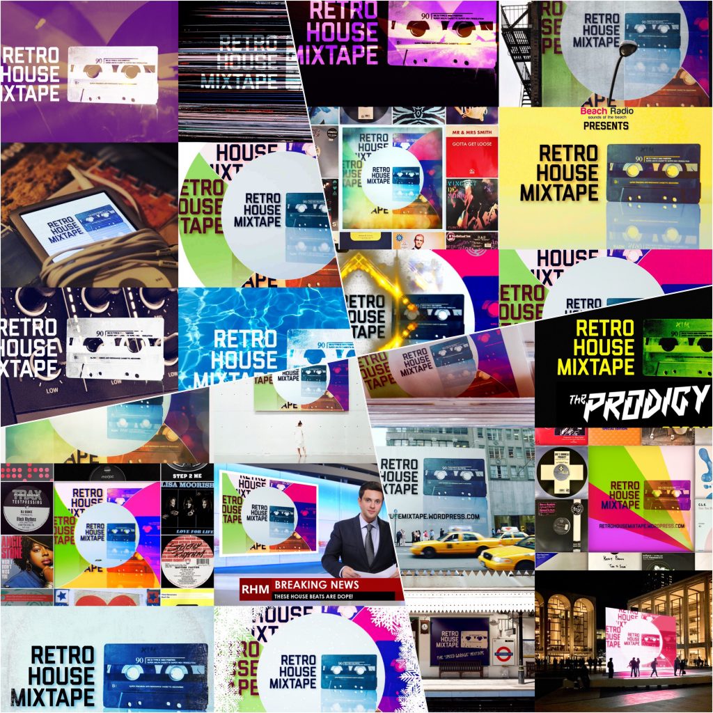 Retro House Mixtape Logo Collage